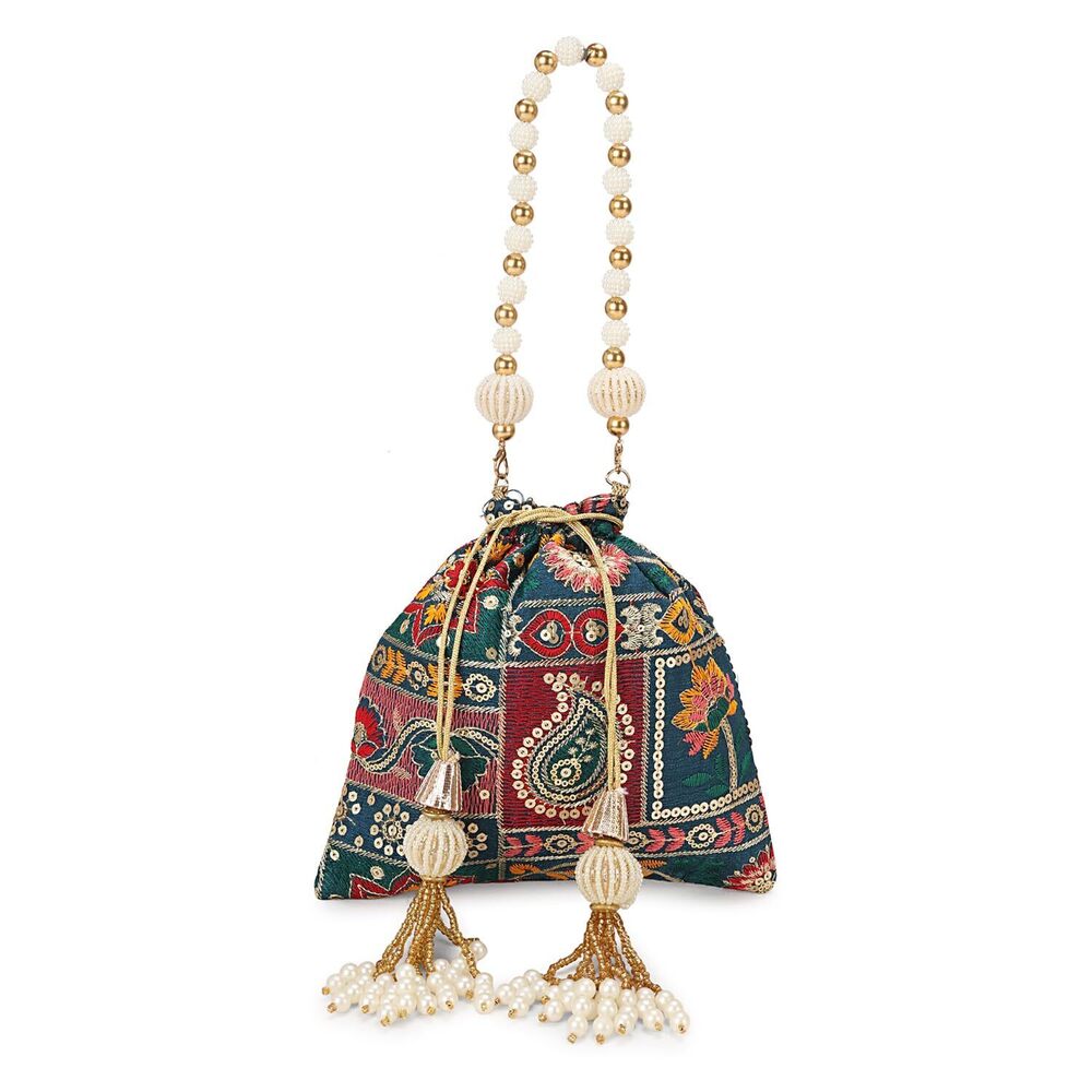 4906 Indian Wedding Potli Bags , Potli Bags For Enagement Sea-Green